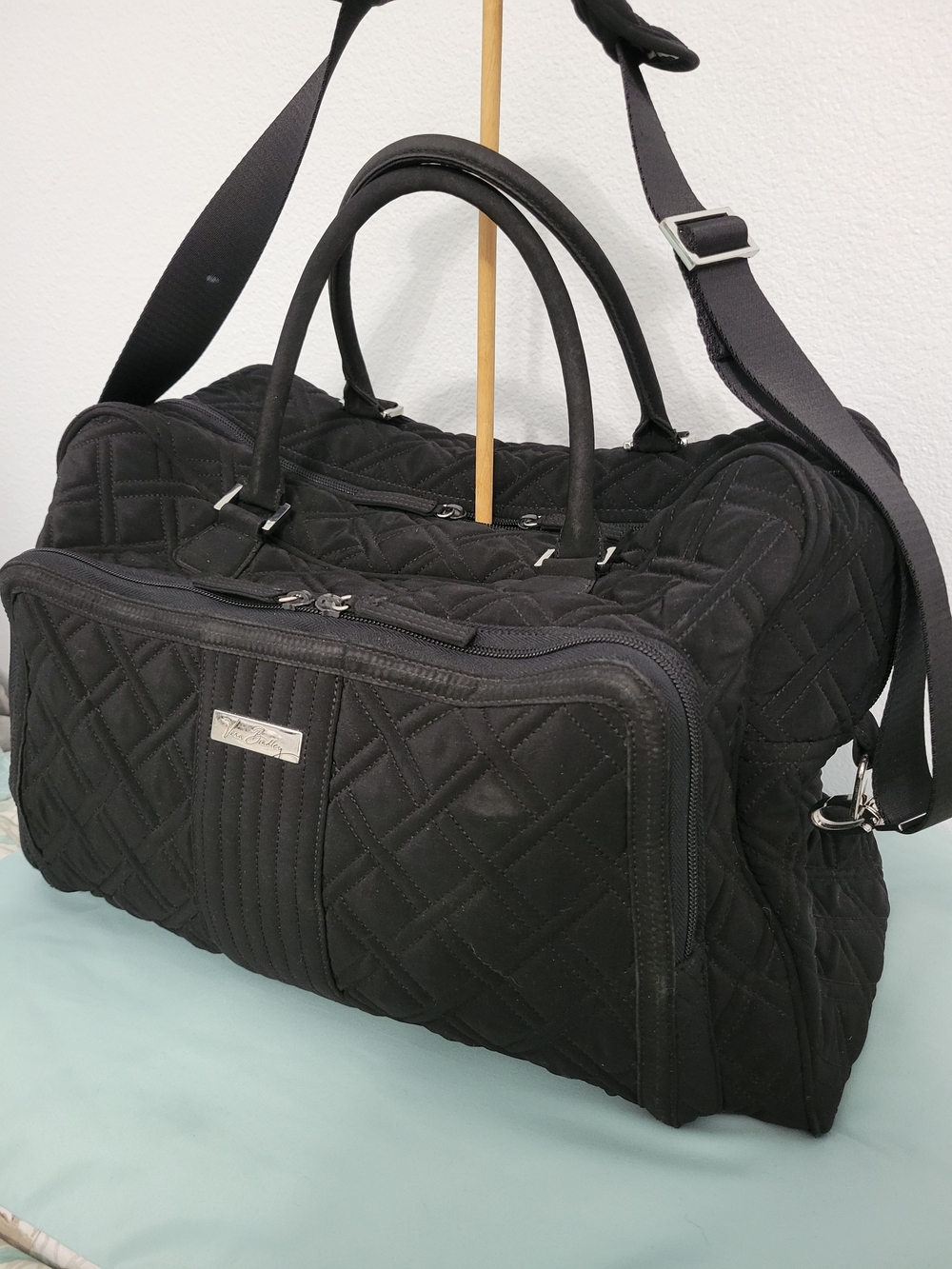 Black Quilted Travel Weekender Bag - Picture 3 of 16
